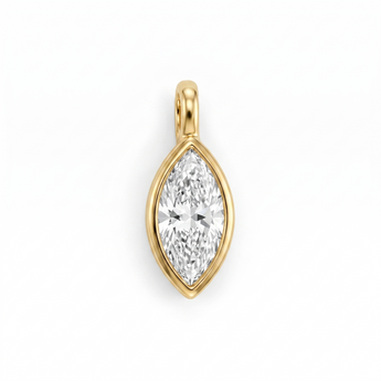 18K Yellow Gold Plated Sterling Silver 1.00ct Marquise-Cut Lab-Grown Diamond Bezel Set Pendant