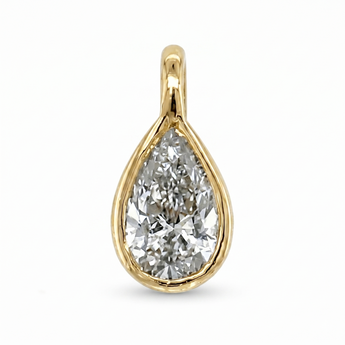 18K Yellow Gold Plated Sterling Silver 1.00ct Pear-Cut Lab-Grown Diamond Bezel Set Pendant