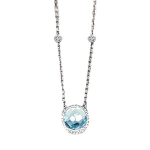 Estate 14K White Gold Blue Topaz Adjustable Necklace