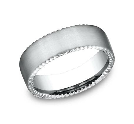 Benchmark 7.5mm Rivet Coin Edge Satin Finished Men's Ring