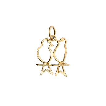 Estate 10K Yellow Gold Birds Charm Pendant