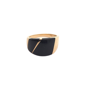 Estate 14K Yellow Gold Onyx Inlay Tapered Ring