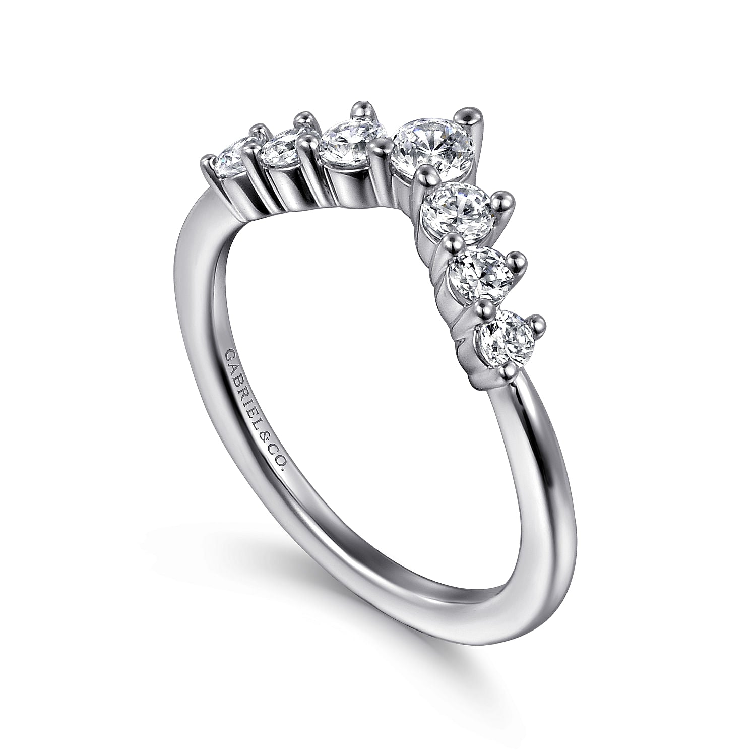 Gabriel & Co White Gold Curved Diamond Anniversary Ring