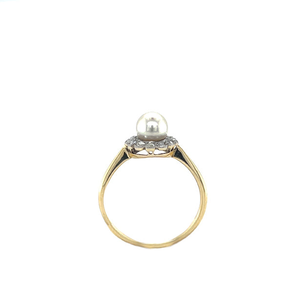 Antique 18k Pearl And Rose Cut Diamond Ring