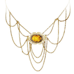 Antique Art Nouveau 18K Yellow Gold Citrine Festoon Necklace