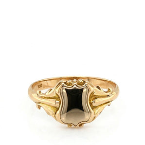 Antique Estate 10K Yellow Gold Blank Shield-Front Signet Ring