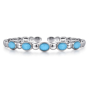 Gabriel & Co. 925 Sterling Silver Rock Crystal Turquoise Bangle