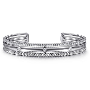 Gabriel & Co. 925 Sterling Silver Bujukan White Sapphire Multi Row Cuff