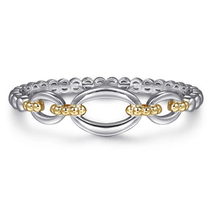 Gabriel & Co. 14K Yellow Gold and 925 Sterling Silver Bujukan Open Bangle Bracelet