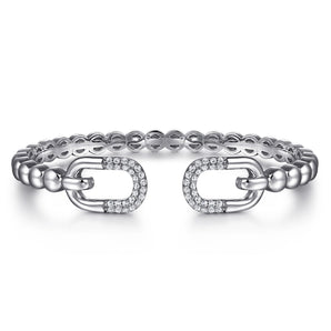 Gabriel & Co. 925 Sterling Silver Bujukan and White Sapphire Open Bangle Bracelet