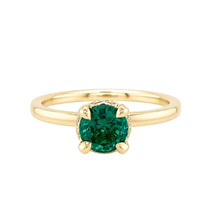 Bijoux Blossom 14K Yellow Gold Lab Grown Emerald and Diamond Hidden Halo Engagement Ring
