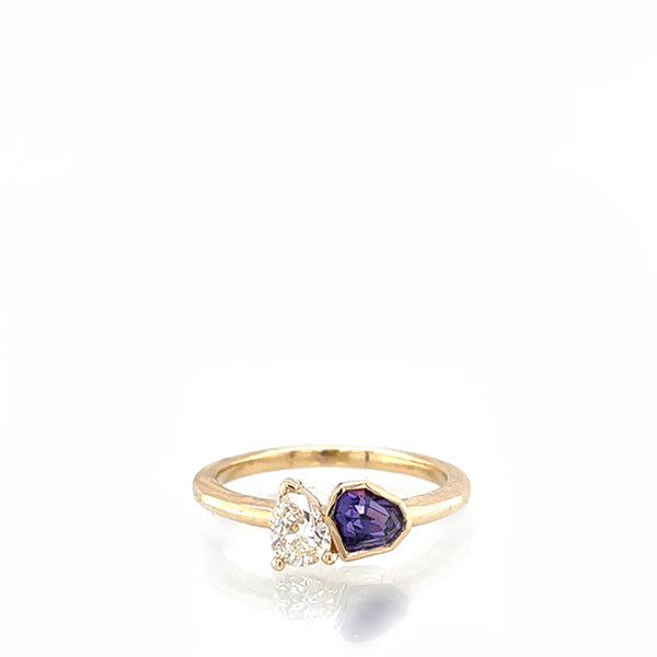 Purple Sapphire  And Diamond Ring