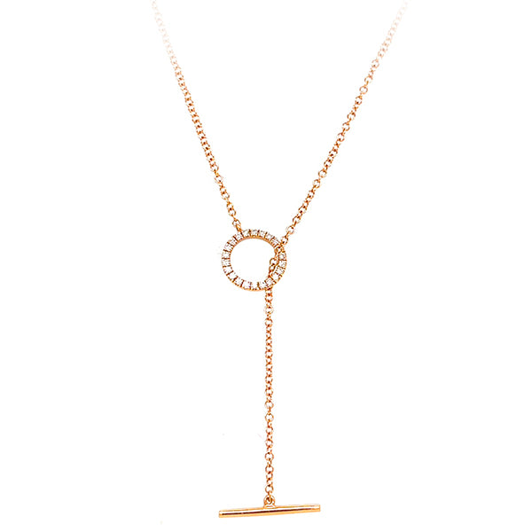 14K Rose Gold Diamond Circle Toggle Necklace