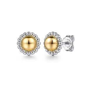 Gabriel & Co. Sterling Silver and 14K Yellow Gold Fashion Stud Earrings
