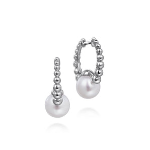 Gabriel & Co. Sterling Silver Pearl Bujukan Huggie Hoops