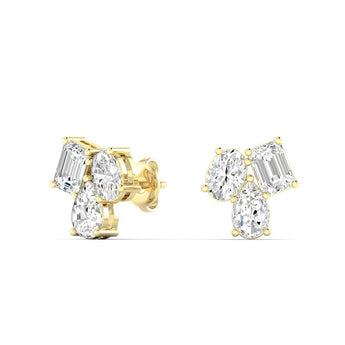 14K Yellow Gold Multi-Shape Lab-Grown Diamond Stud Earrings