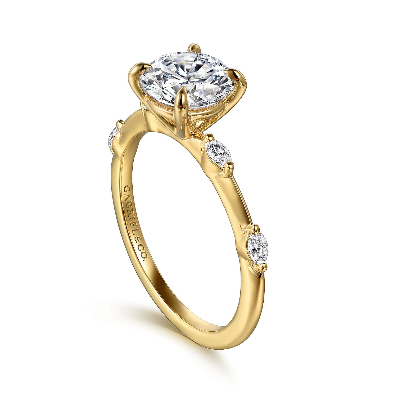 Gabriel & Co. 14K Yellow Gold Straight Marquise Diamond Engagement Ring