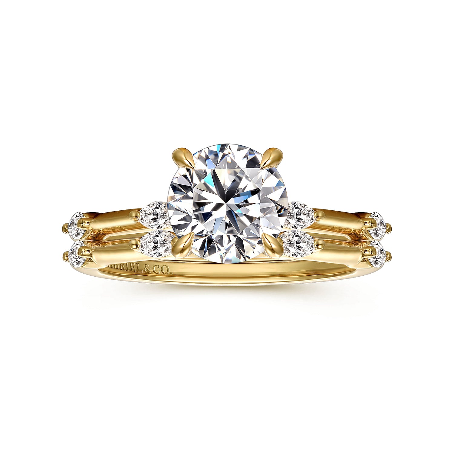 Gabriel & Co. 14K Yellow Gold Straight Marquise Diamond Engagement Ring