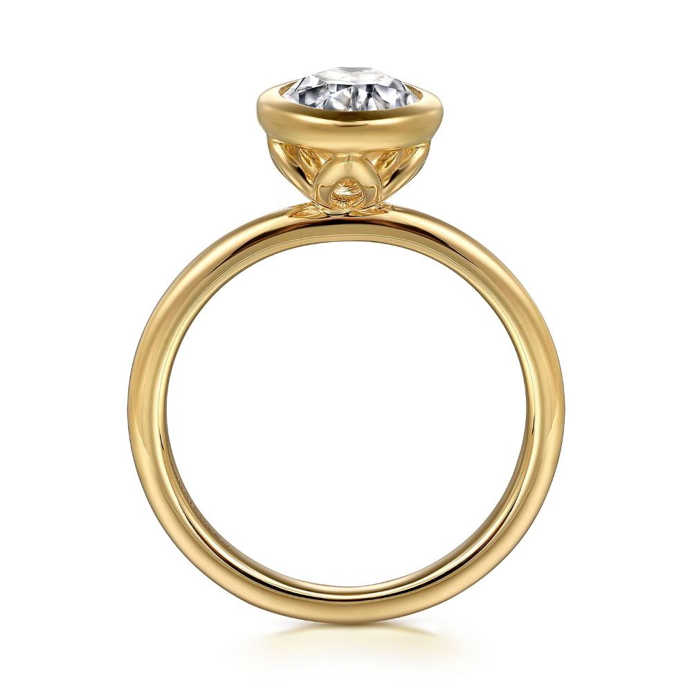 Gabriel & Co. Yellow Gold Bezel Set Oval-Cut Solitaire Engagement Ring 