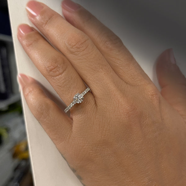 Estate 14K White Gold Diamond Halo Engagement Ring