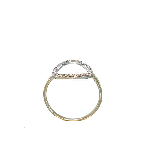 Estate 10K White Gold White Sapphire Open Circle Ring