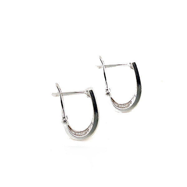 Estate 14K White Gold Diamond Tapered Hoop Earrings