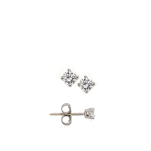 Estate 14K White Gold Solitaire Diamond Stud Earrings