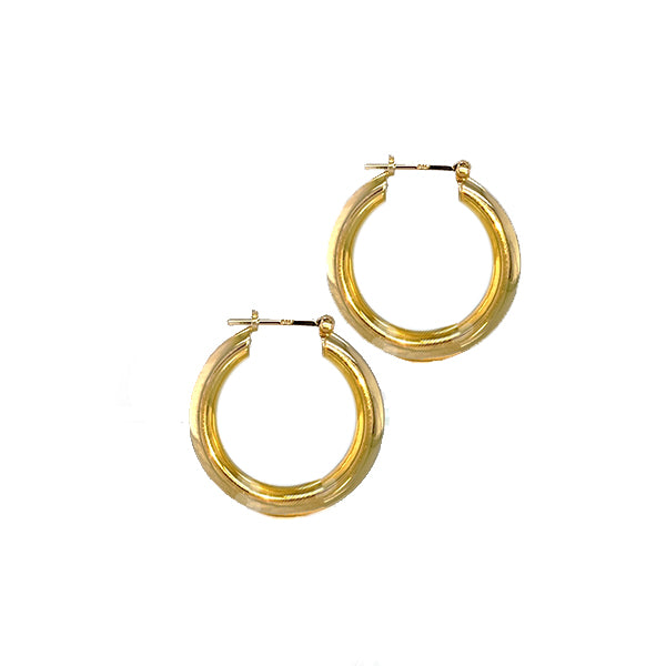 Estate 14K Yellow Gold Hollow Tube Hoop Earrings