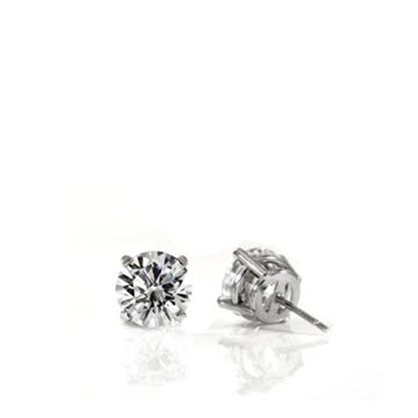 Estate 14K White Gold Round-Cut Diamond Solitaire Stud Earrings