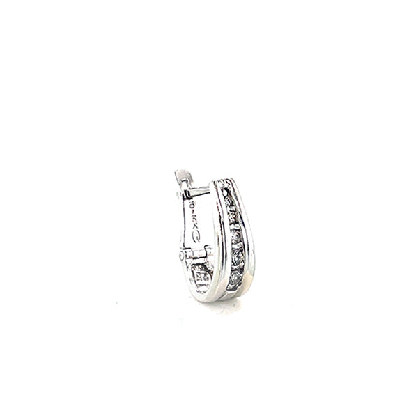 Estate 14K White Gold Diamond Tapered Hoop Earrings