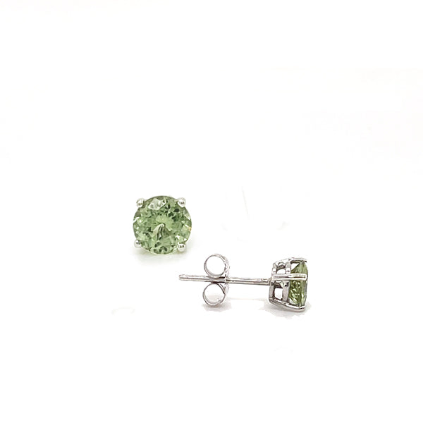 Estate 14K White Gold 5mm Peridot Solitaire Stud Earrings