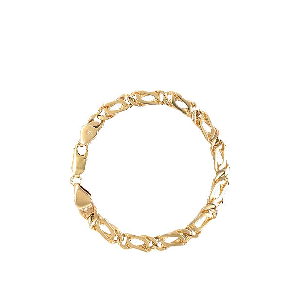 Estate 10K Yellow Gold 6mm Wide Reversible Textured Flat Link Bracelet