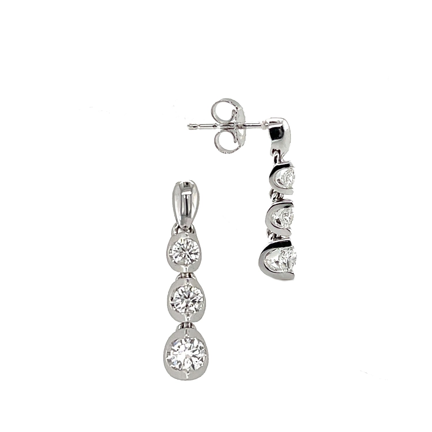 Estate 14K White Gold Diamond Dangle Stud Earrings