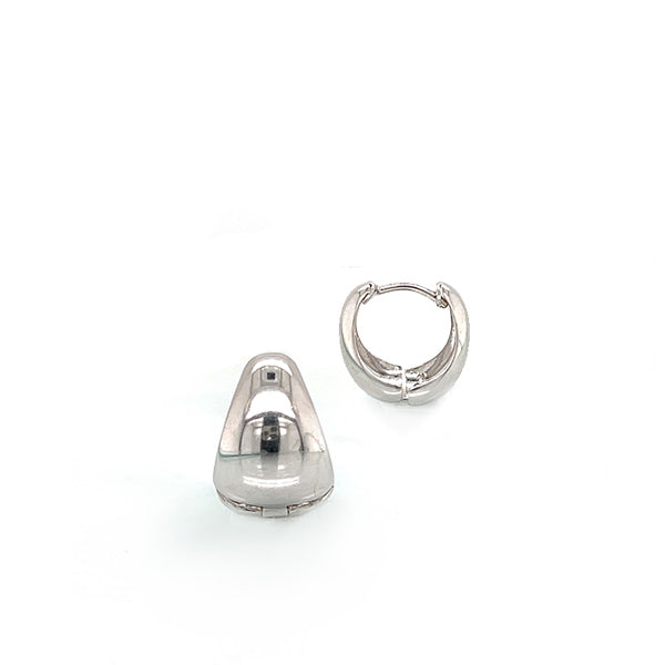 Estate 14K White Gold Tapered Huggie Hoop Earrings