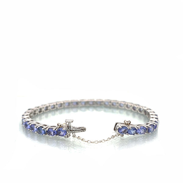 Estate Sterling Silver Oval Tanzanite Tennis Bracelet