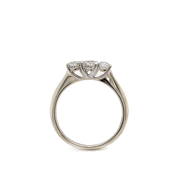 Estate 14K White Gold Diamond Three Stone Ring