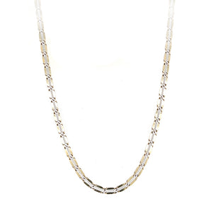 Estate 10K Two Tone Gold 18.25 Inch Fancy Flat Bar Link Chain
