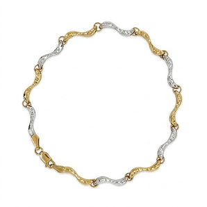 Estate 10K Two Tone Gold Textured Curved Link Bracelet