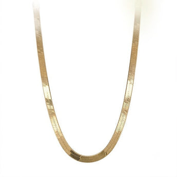 Estate 10K Yellow Gold 18 Inch Flat Herringbone Link Necklace