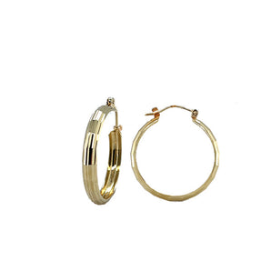 Estate 10K Yellow Gold 23mm Diamond-Cut Hoop Earrings