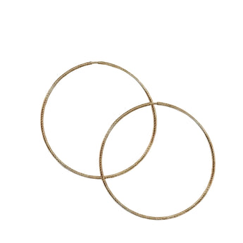 Estate 10K Yellow Gold 60mm Large Endless Tube Hoop Earrings
