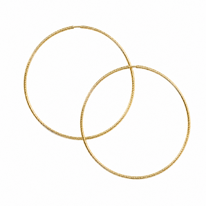 Estate 10K Yellow Gold 60mm Large Endless Tube Hoop Earrings