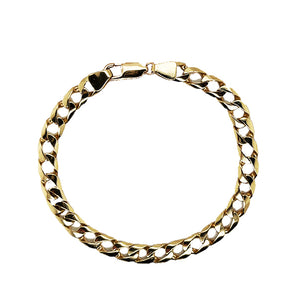 Estate 10K Yellow Gold 7.3mm Wide 9 3/8 Inch Curb Link Bracelet