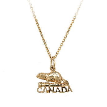 Estate 10K Yellow Gold Canada Beaver Charm Pendant