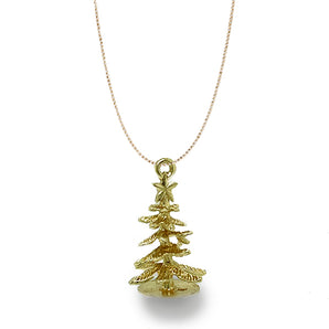 Estate 10K Yellow Gold Christmas Tree Charm Pendant