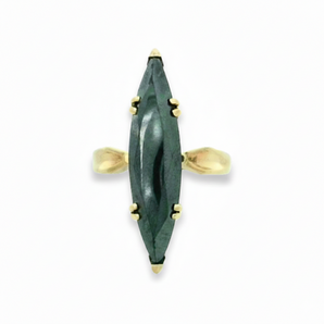Estate 10K Yellow Gold Marquise Hematite Statement Ring