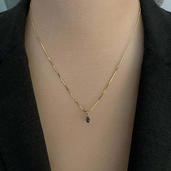 Estate 10K Yellow Gold Sapphire and Diamond Charm Pendant