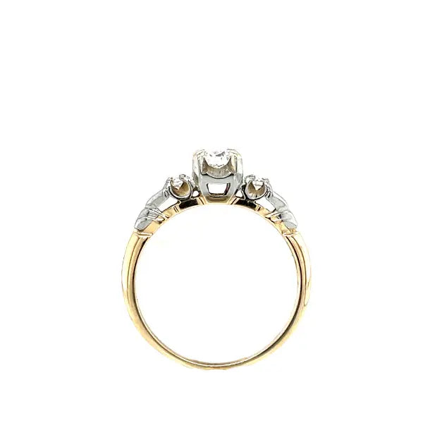 Estate 14K Two-Tone Gold 0.36ctw Diamond Three-Stone Ring