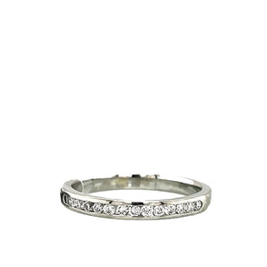 Estate 14K White Gold Channel-Set Round 0.20ctw Diamond Half Eternity Band Ring