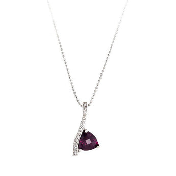 Estate 14K White Gold Rhodolite Garnet and Diamond Slider Pendant